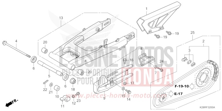 SCHWINGE von CRF125FB "große Räder" EXTREME RED (R292) von 2025
